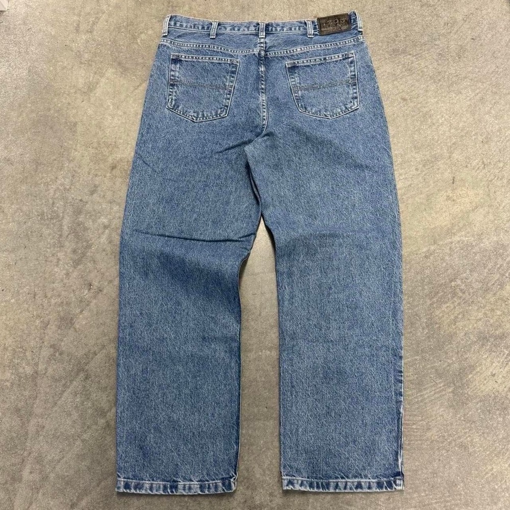 Vintage Mens Baggy Jeans Lightwash 100% Cotton Essential 36x30